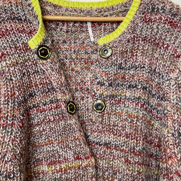 Free People Walk on By Rainbow Speckle Cardigan Sweater NWT Size Large - Picture 7 of 15